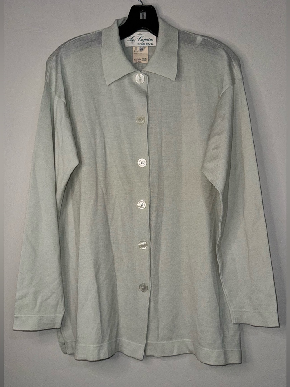 Vintage Les Copains Pale Mint Collared Button Cardigan